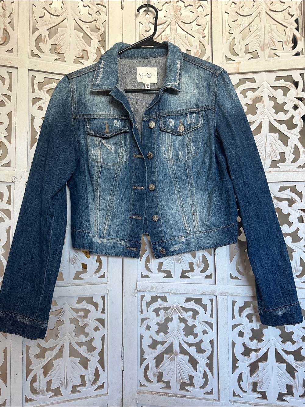 Jessica Simpson Distressed Blue Denim Jacket